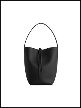 Genuine Pebbled Leather Bucket Bag Shoulder Bag Minimalist